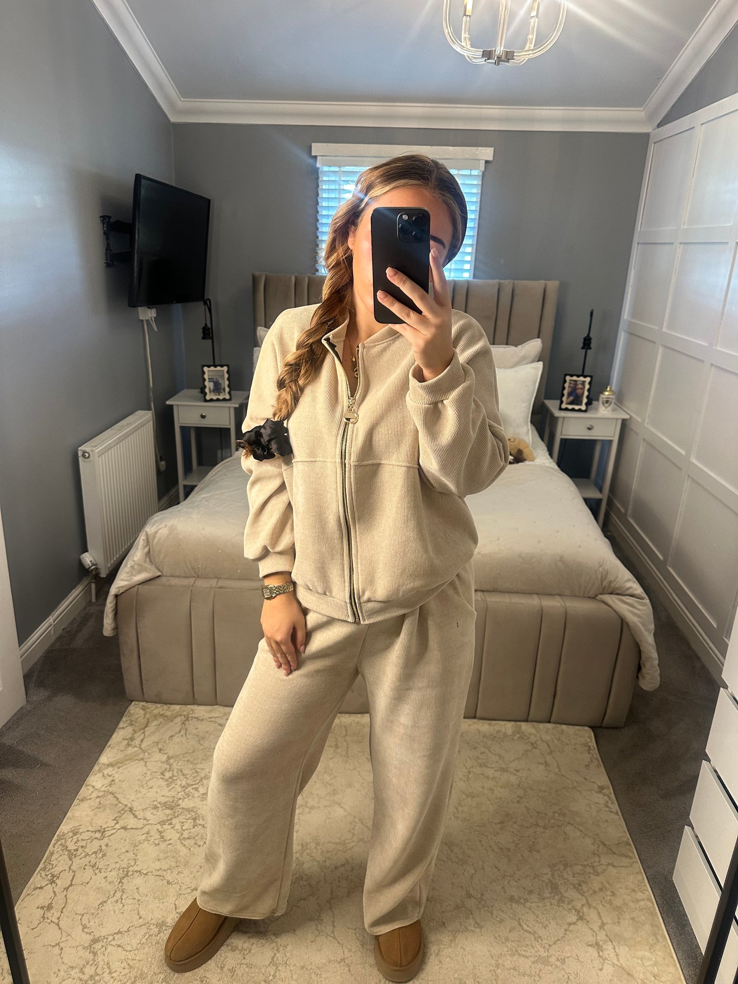Annabelle velour bomber jacket set
