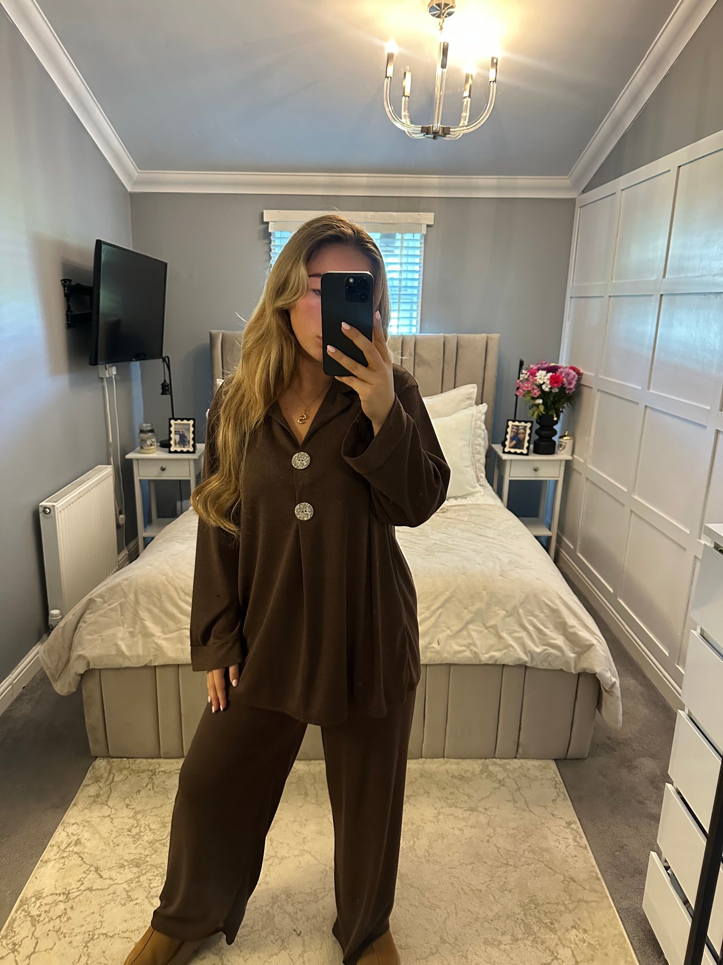 Luna gold button 2 piece set 4 colours
