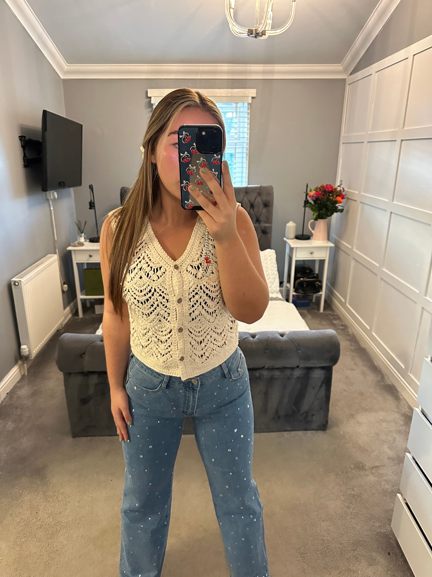 Sequin crochet waistcoat