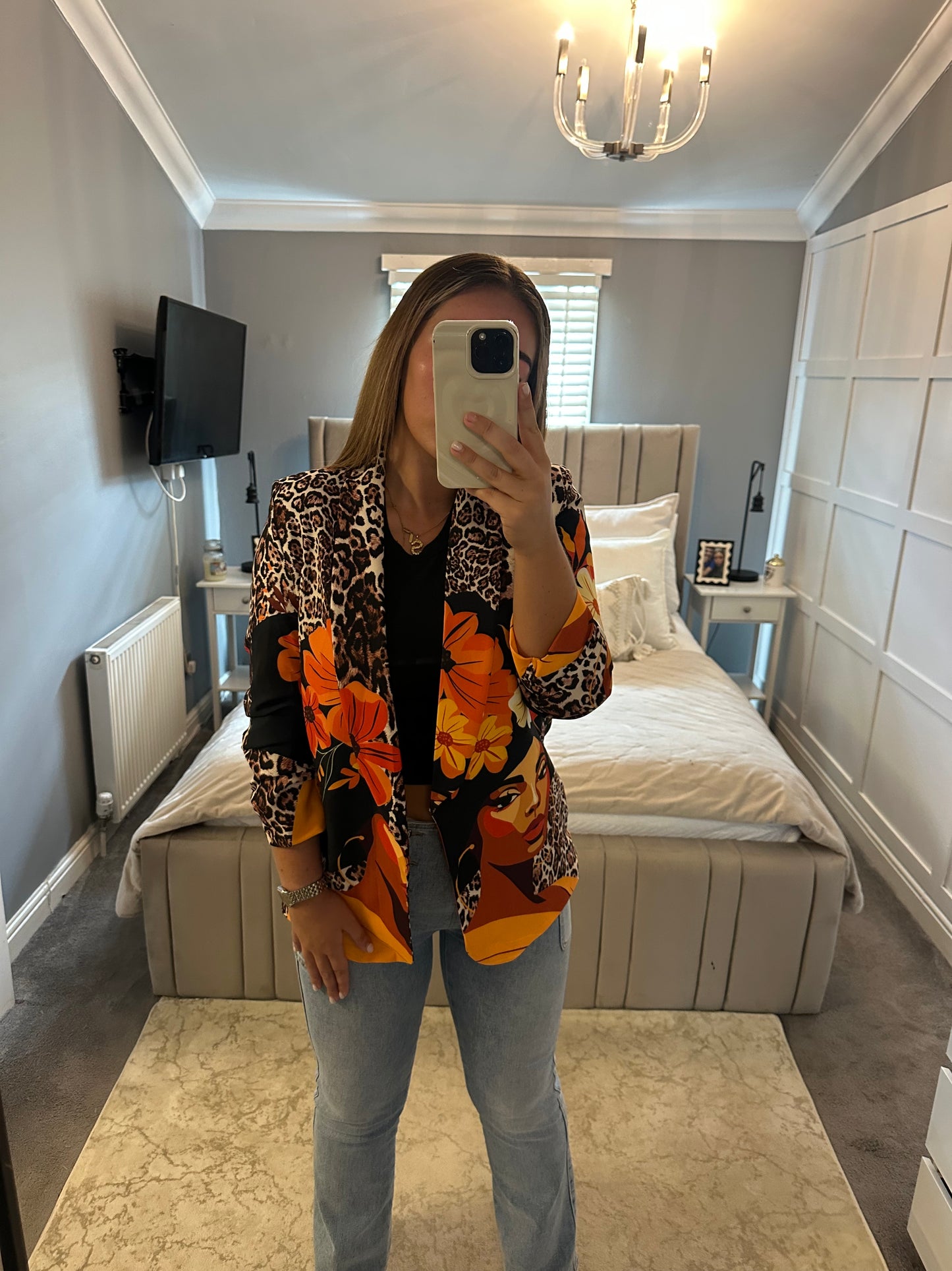 Hettie patterned ruched arm blazer