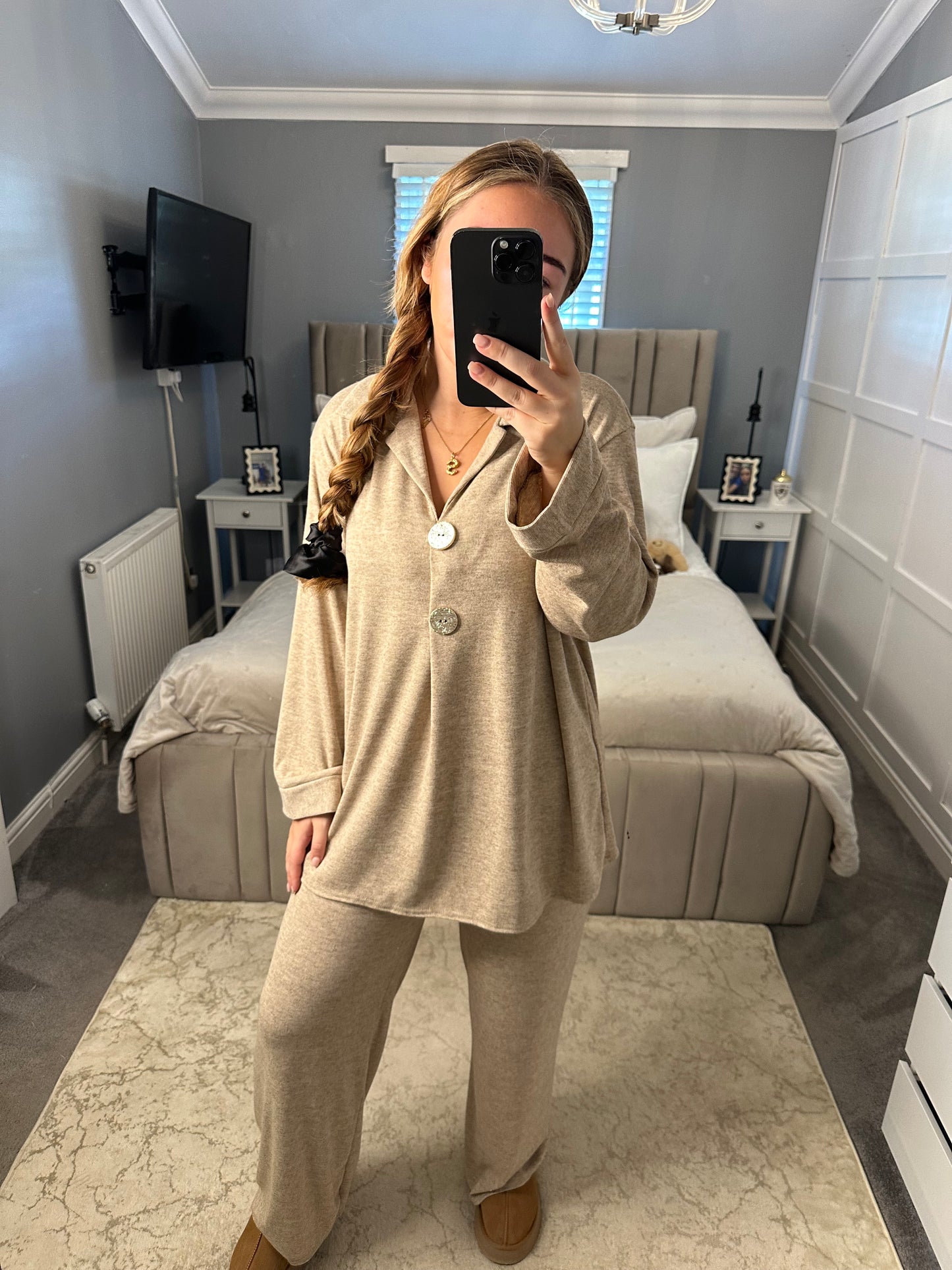 Luna gold button 2 piece set 4 colours