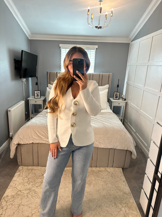Sienna long sleeve gold button top