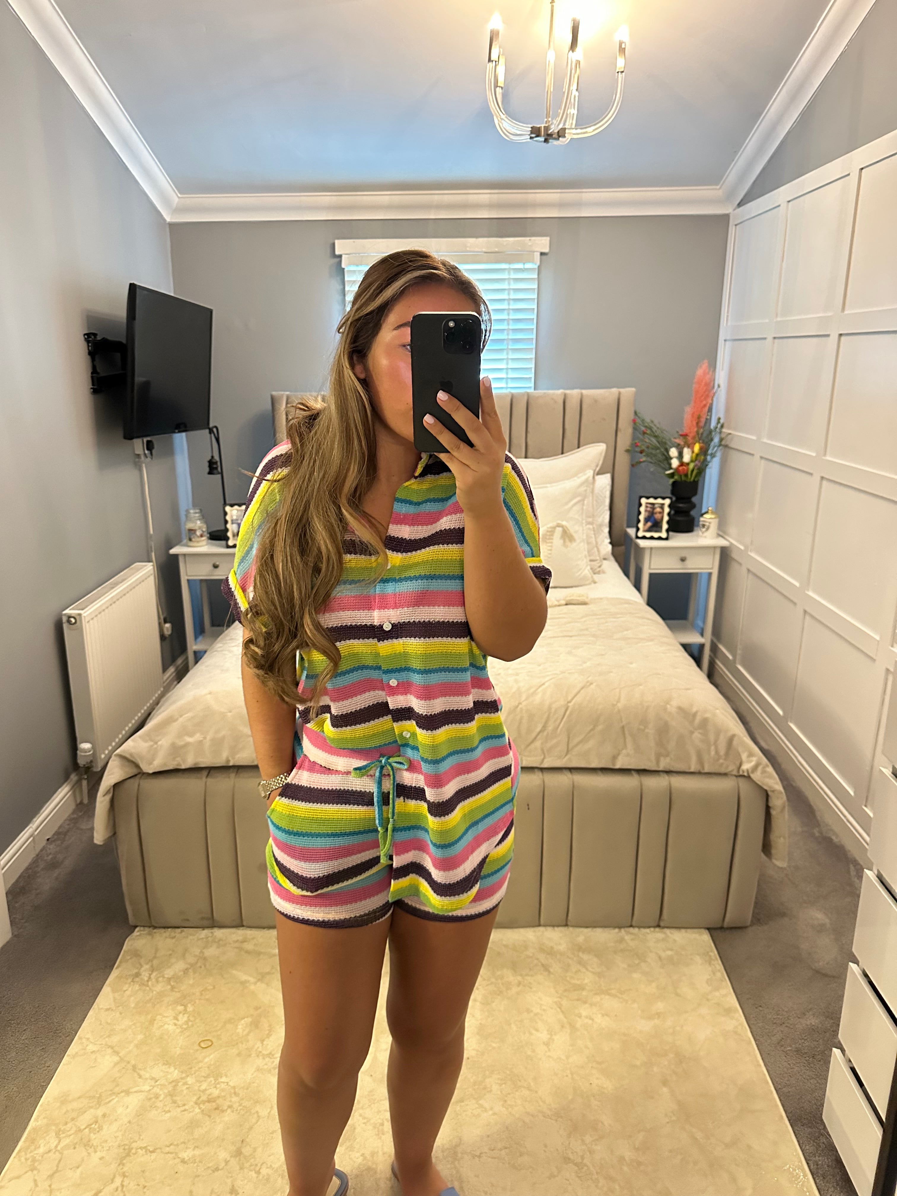 Athena crochet style short set 2 colours