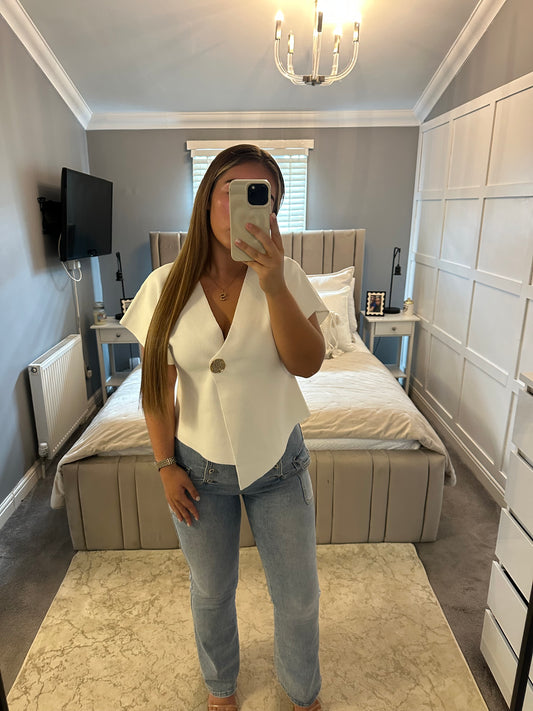 Sienna asymmetrical gold button top 3 colours