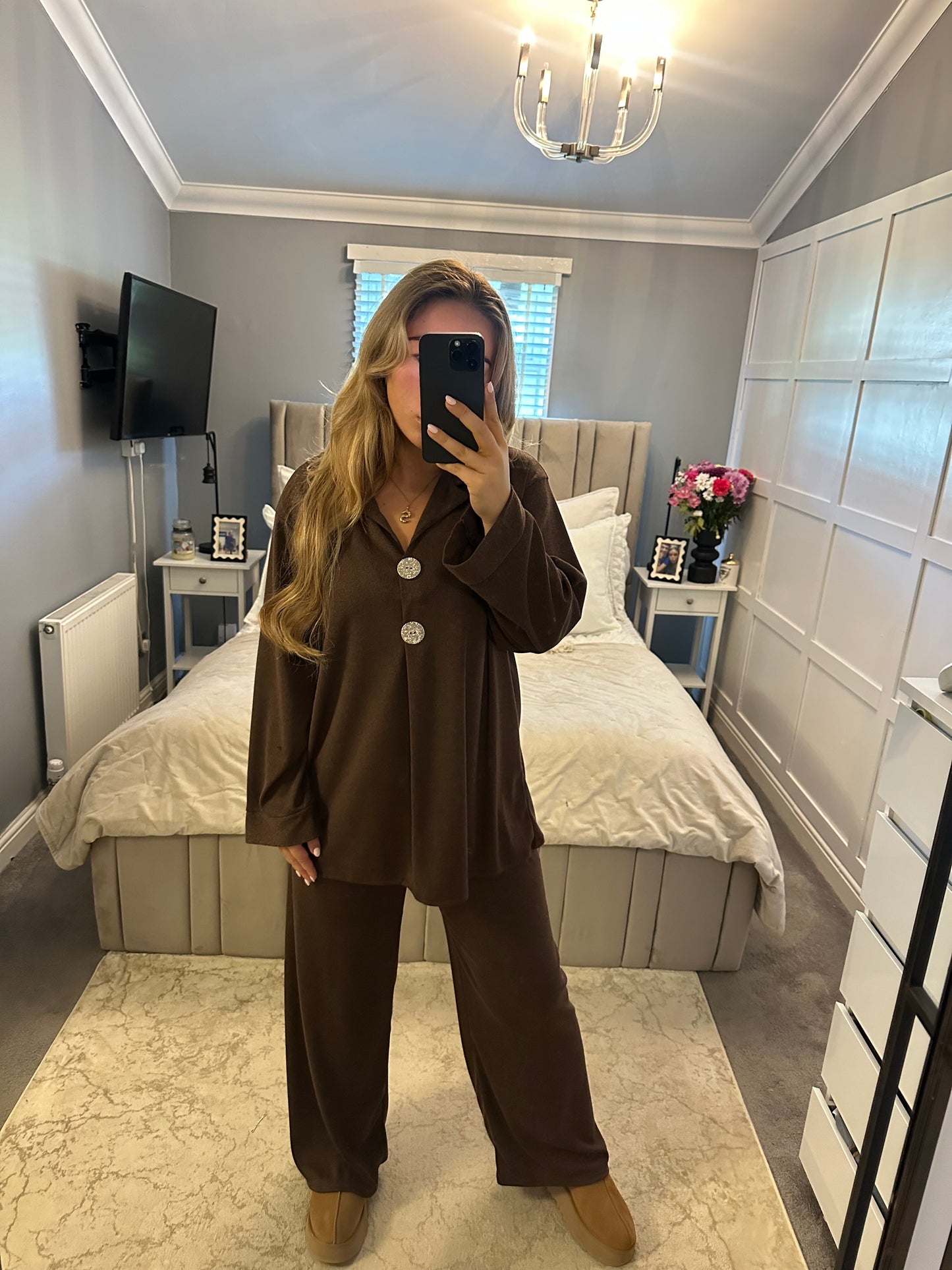Luna gold button 2 piece set 4 colours