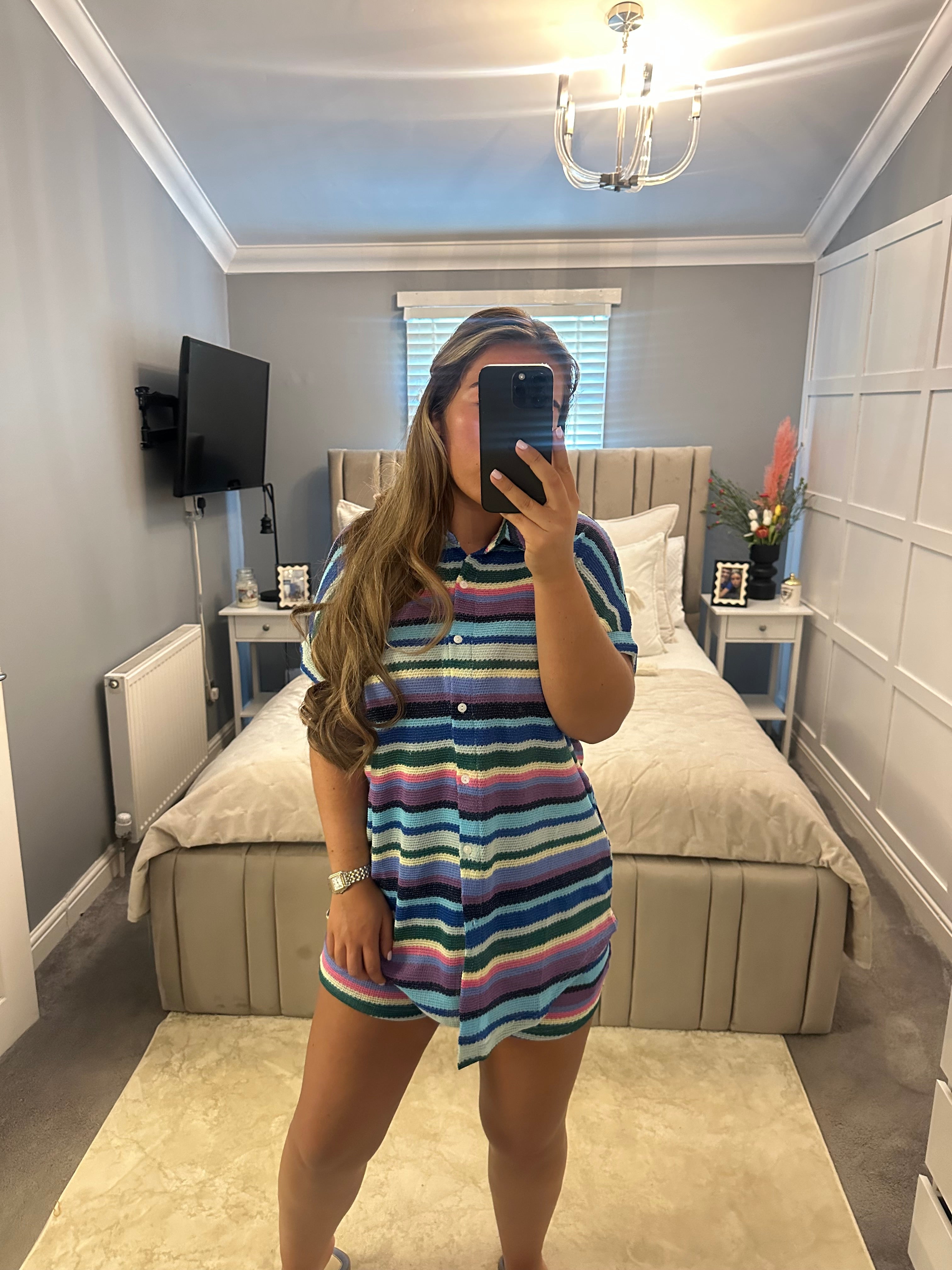 Athena crochet style short set 2 colours